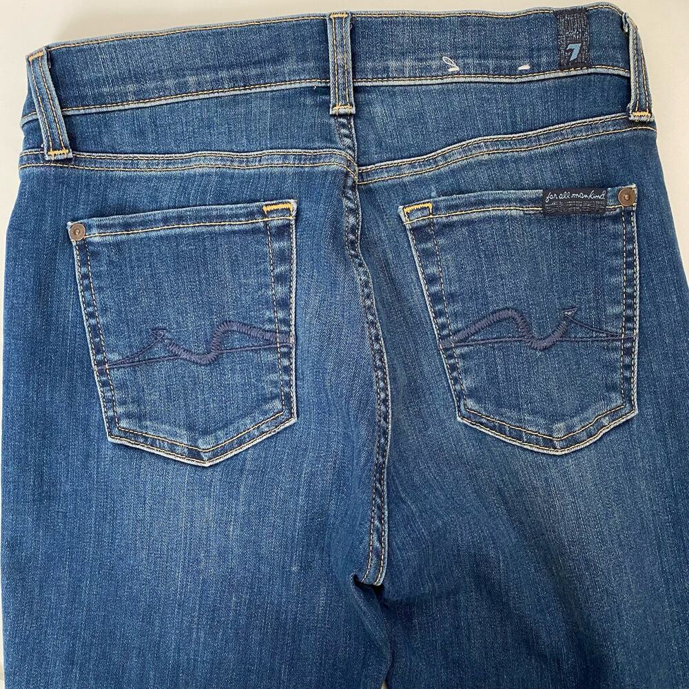 7 For All Mankind Gwenevere Jeans Blue Medium Wash Distressed Skinny Womens 26 - Picture 4 of 11